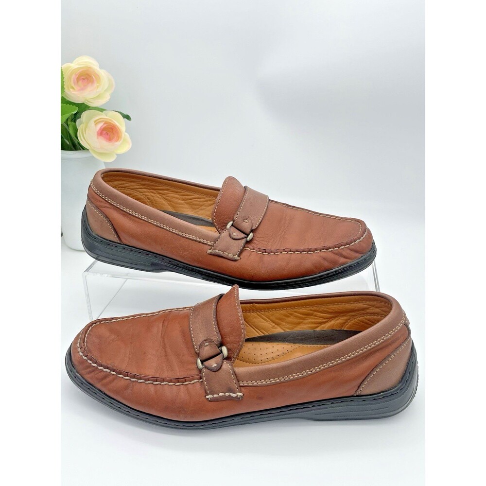 Tommy Bahama Men 10 Slip-On Boat Shoes Brown Leather Comfortable Lightweight - Picture 8 of 8
